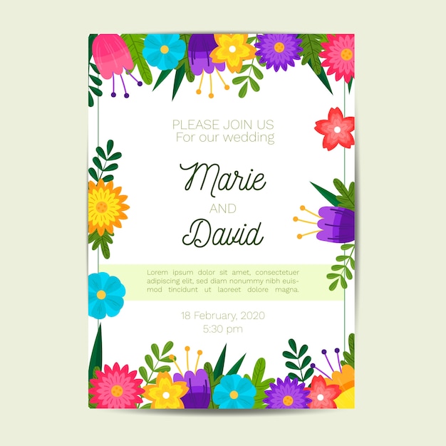 Free vector hand drawn wedding invitation