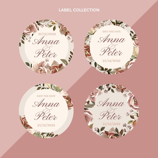 Hand drawn wedding labels collection