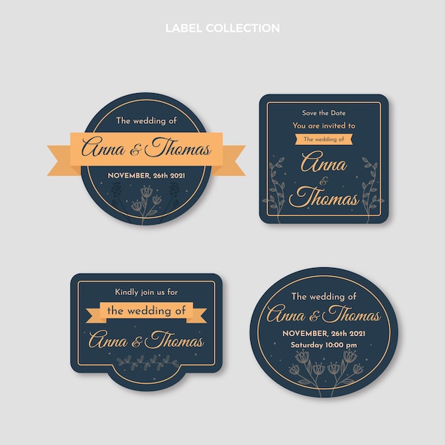 Free Vector hand drawn wedding labels