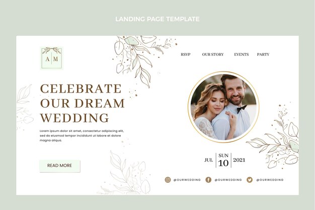 Hand drawn wedding landing page template