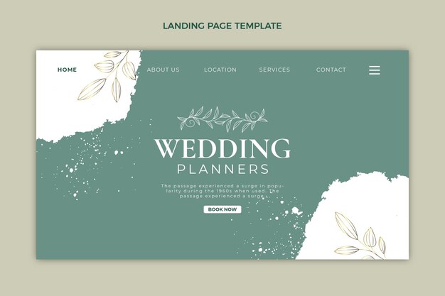 Hand drawn wedding landing page template