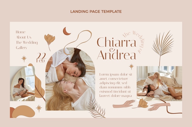 Hand drawn wedding landing page template