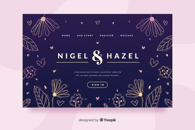 Free Vector hand drawn wedding landing page template