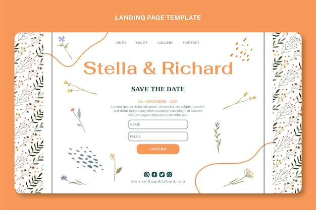 Hand drawn wedding landing page