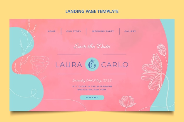 Hand drawn wedding landing page