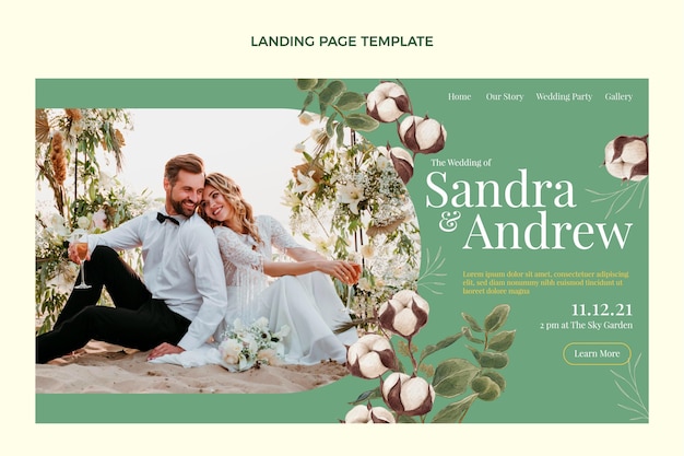 Hand drawn wedding landing page