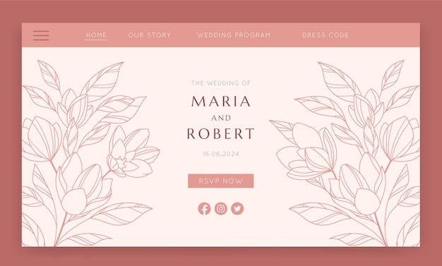 Free Vector hand drawn wedding landing page