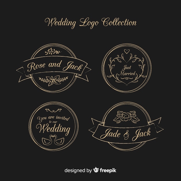 Hand drawn wedding logo collectio