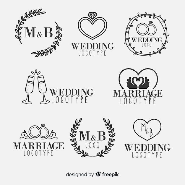 Hand drawn wedding logo collectio