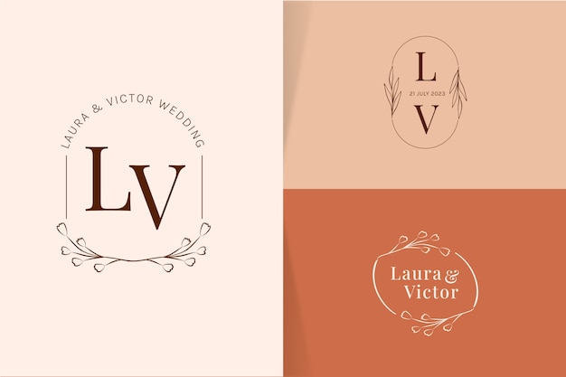 Free Vector hand drawn wedding logo template