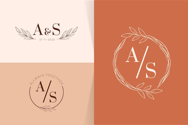 Free Vector hand drawn wedding logo template