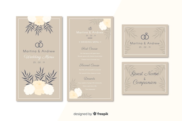 Free Vector hand drawn wedding menu template