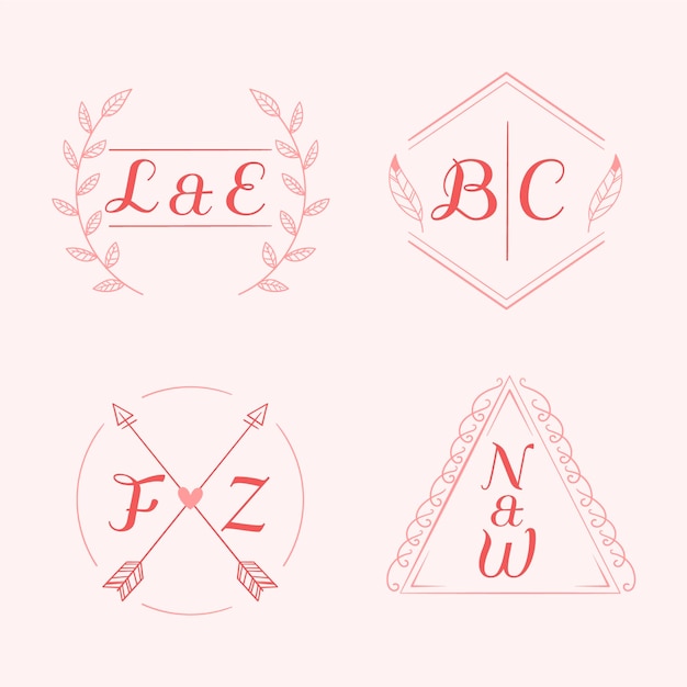 Free Vector hand drawn wedding monogram logos