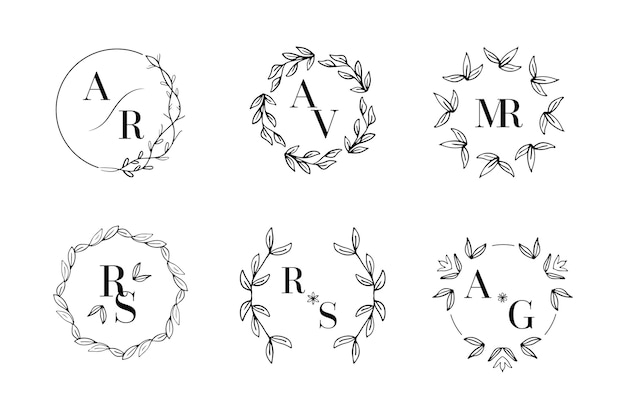 Hand drawn wedding monogram logos