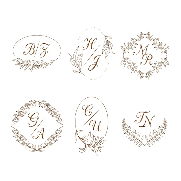 Free Vector hand drawn wedding monogram logos