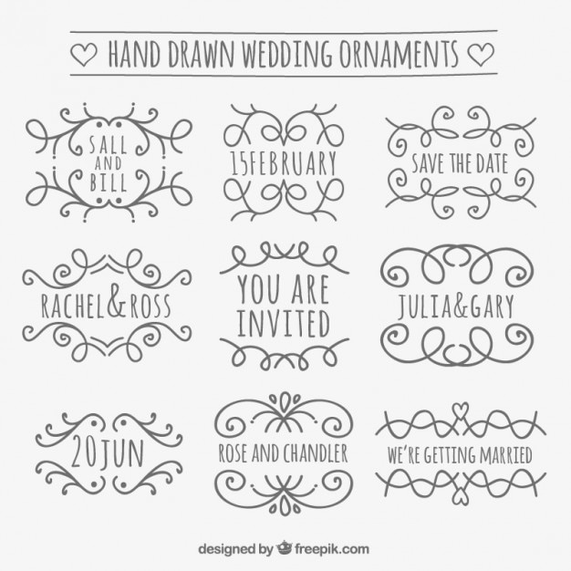 Free Vector hand drawn wedding ornament collection