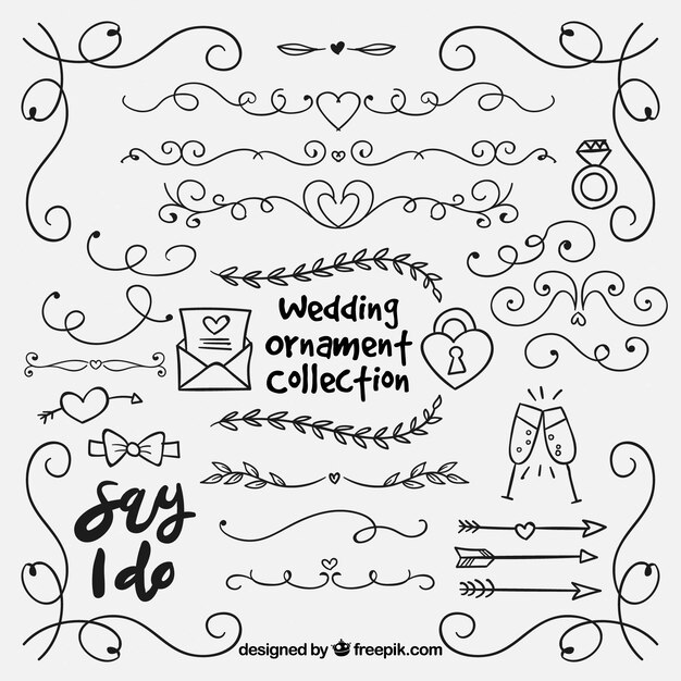 Hand drawn wedding ornament collection