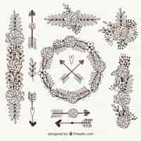 Free vector hand drawn wedding ornament collection