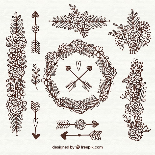 Free Vector hand drawn wedding ornament collection