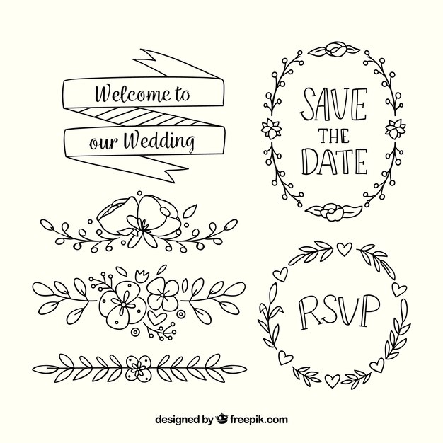 Hand drawn wedding ornament collection