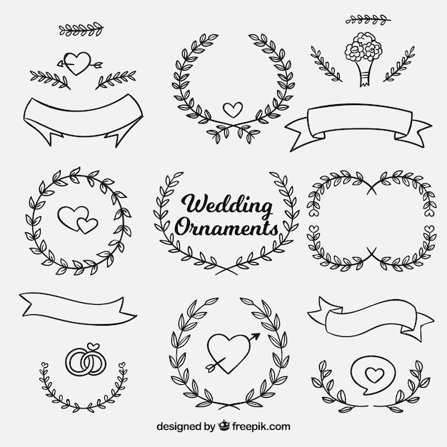 Hand drawn wedding ornament collection