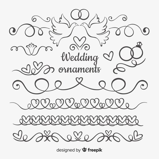 Hand drawn wedding ornament collection