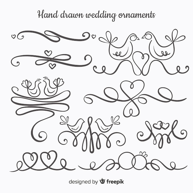 Hand drawn wedding ornament collection