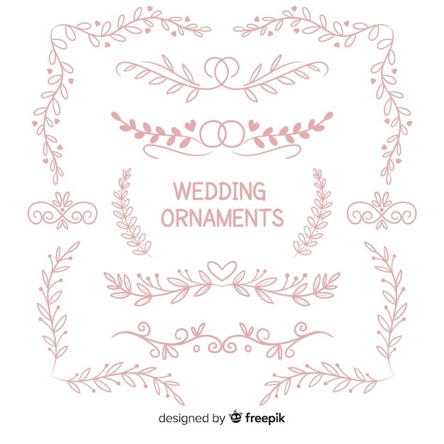 Free vector hand drawn wedding ornament collection