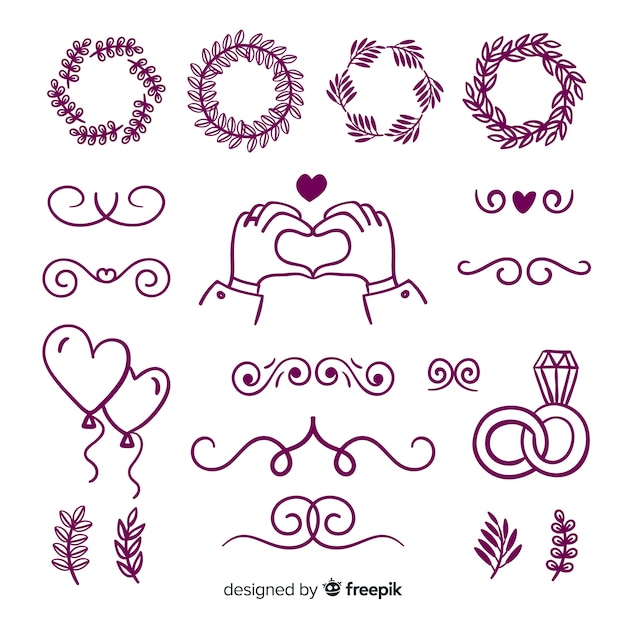 Free Vector hand drawn wedding ornament collection