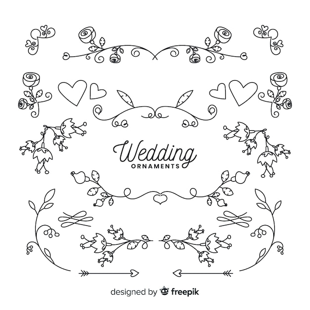 Hand drawn wedding ornament collection