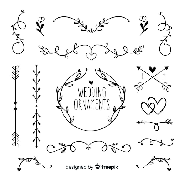 Hand drawn wedding ornament collection