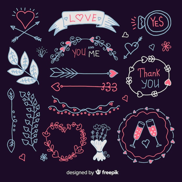 Free Vector hand drawn wedding ornament collection