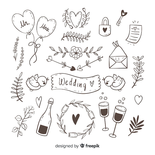 Hand drawn wedding ornament collection