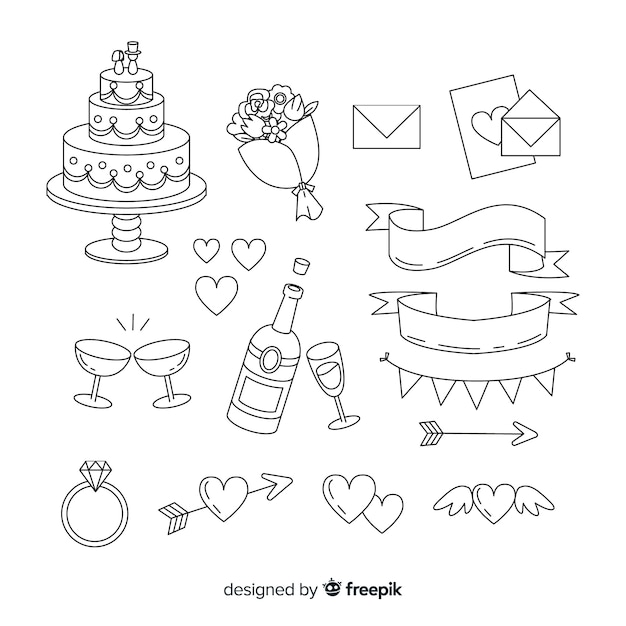 Hand drawn wedding ornament collection