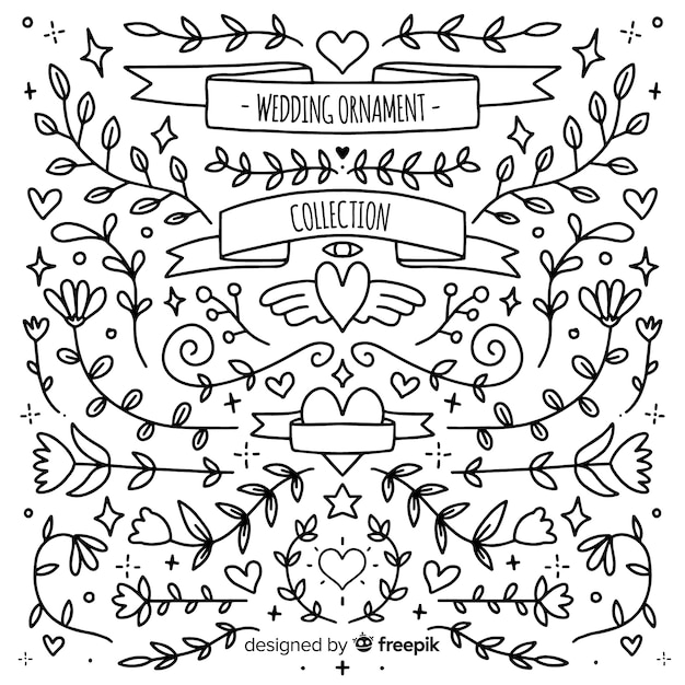 Hand drawn wedding ornament collection