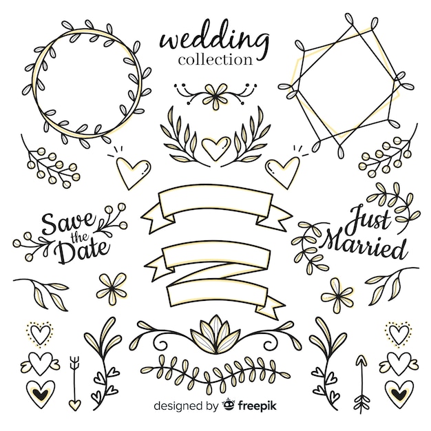 Free Vector hand drawn wedding ornament collection