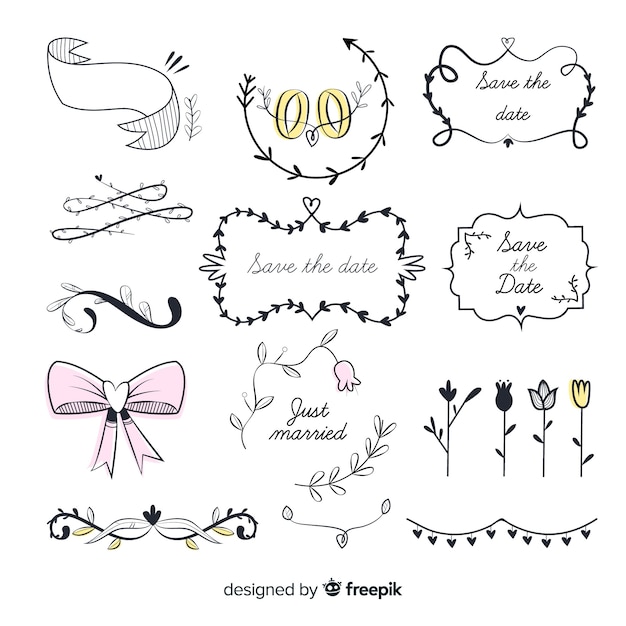 Hand drawn wedding ornament collection