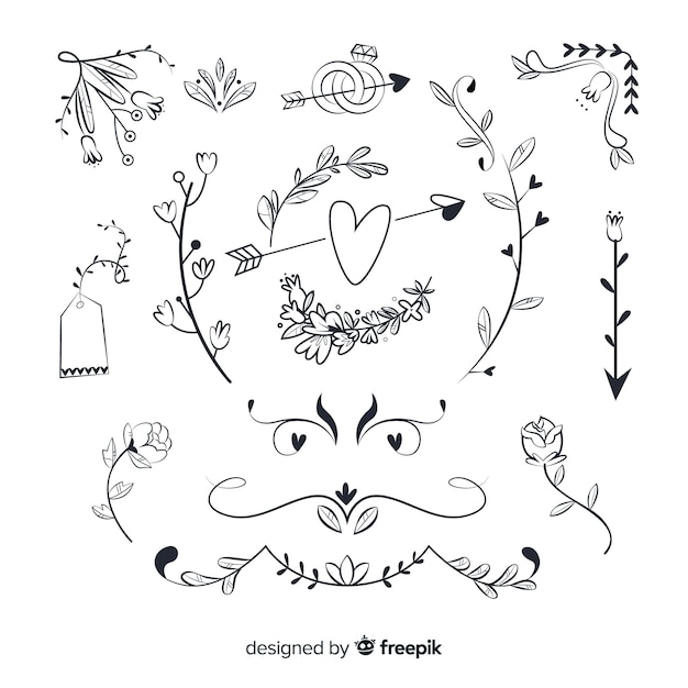 Hand drawn wedding ornament collection