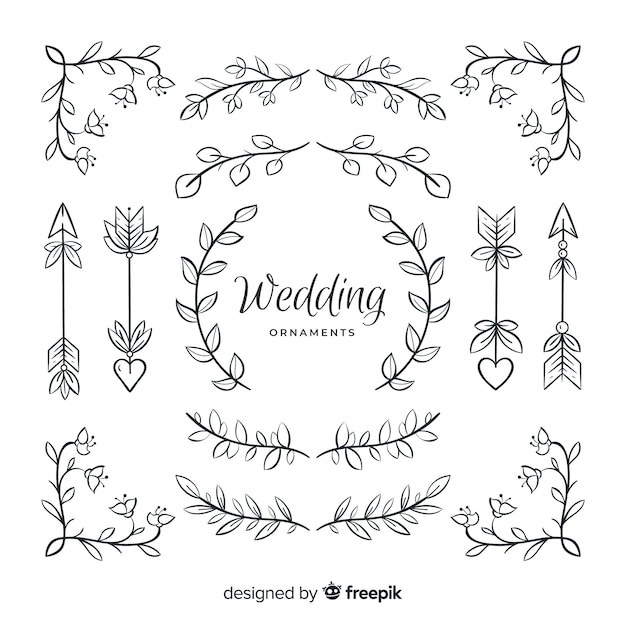 Hand drawn wedding ornament collection