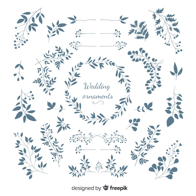 Free vector hand drawn wedding ornament collection