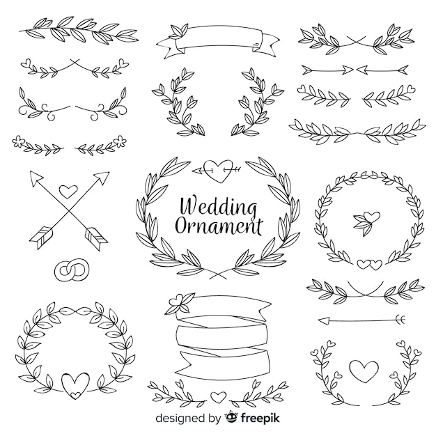 Hand drawn wedding ornament collection