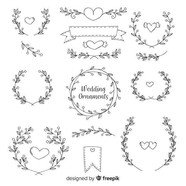 Hand drawn wedding ornament collection