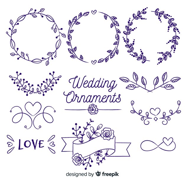 Hand drawn wedding ornament collection