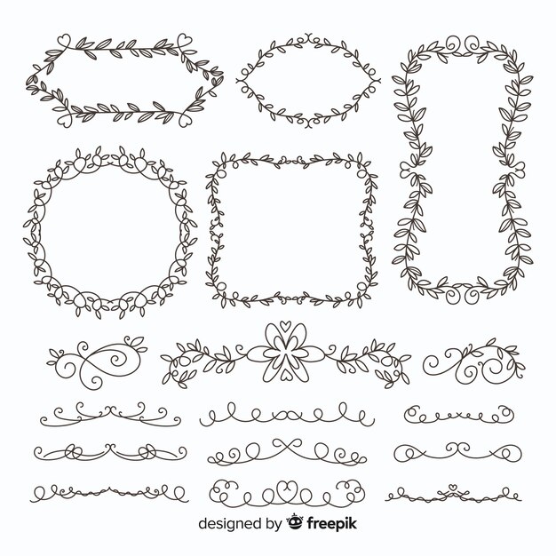 Hand drawn wedding ornament collection