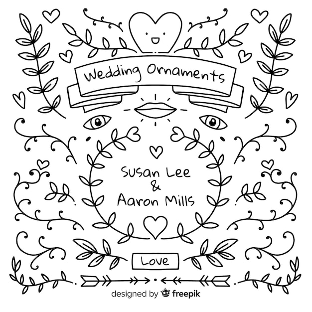 Hand drawn wedding ornament collection