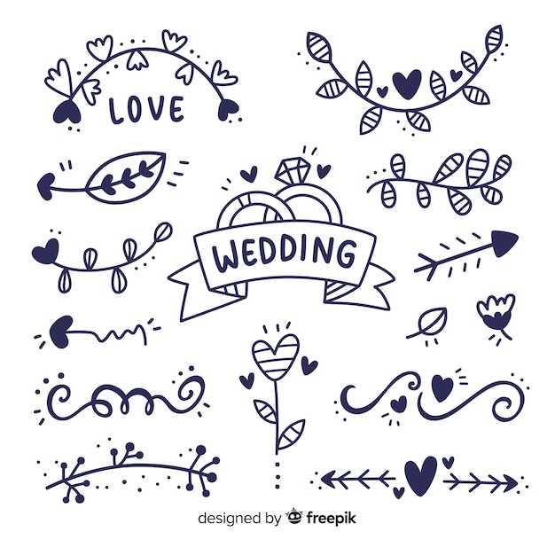 Hand drawn wedding ornament collection