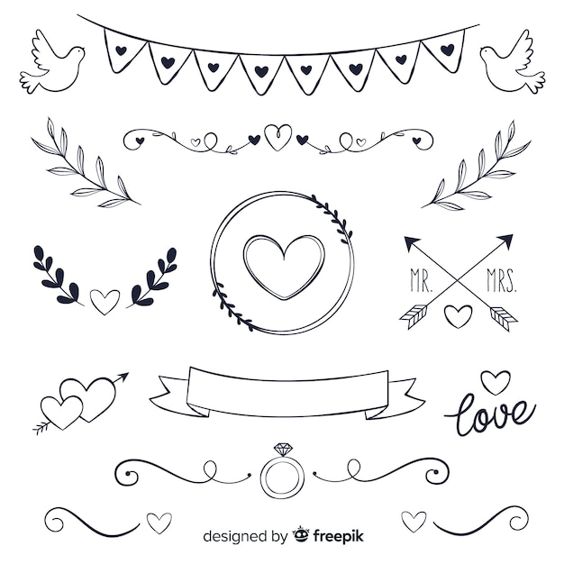 Hand drawn wedding ornament collection