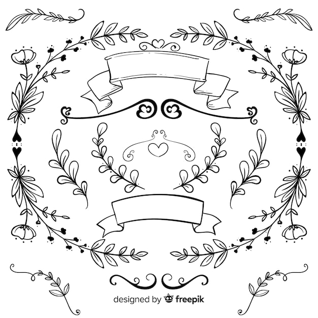 Hand drawn wedding ornament collection