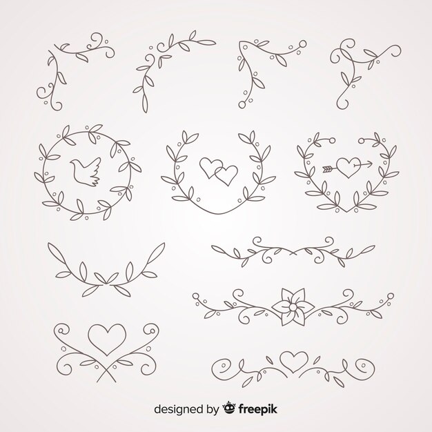 Hand drawn wedding ornament collection