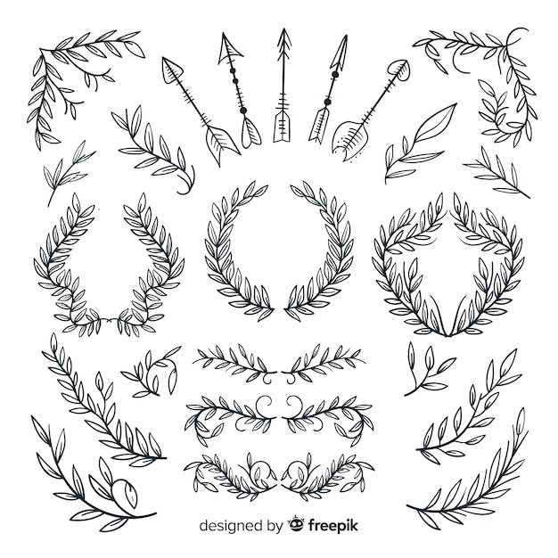 Free Vector hand drawn wedding ornament collection